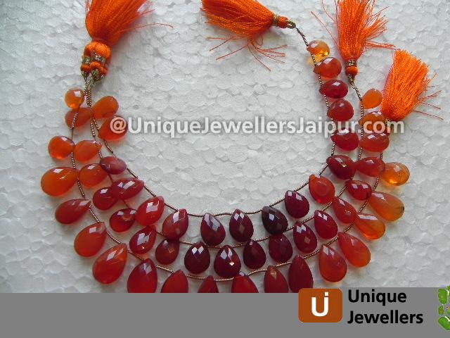 Fire Opal Faceted Pear Beads